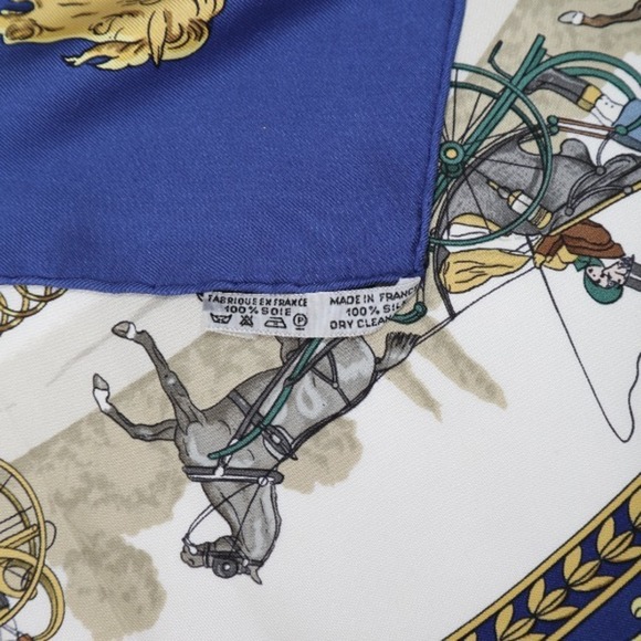 HERMES Blue Silk Scarf - Picture 3 of 5